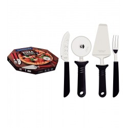 Kit Para Pizza 14 Peças Aço Inox Tramontina Cabo De Polipropileno Preto